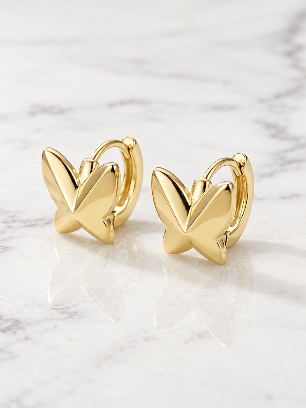 14K Gold Plated Butterfly Huggie Hoops Earrings  Dainty Minimalist Jewelry